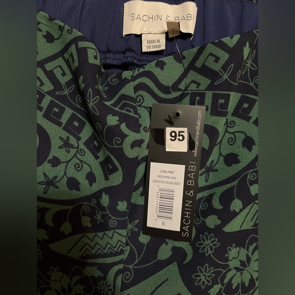 Sachin + Babi Navy and Green Patterned Pants - Picture 10 of 13